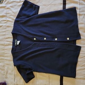 Vintage Sag Harbor women's short sleeved twofer, dark blue, size L